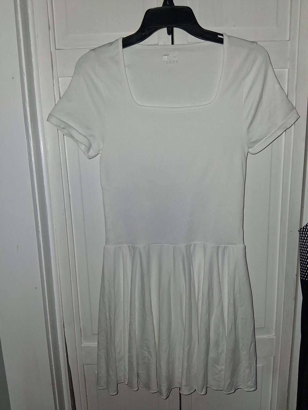OQQ White Short Sleeve Mini Dress with Square Neck